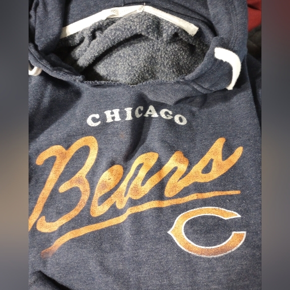 Large '47 Distressed Chicago Bears Heathered Navy Hoodie Football Sports Relaxed - Picture 3 of 5